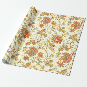  Herfst Floral laat Sinaasappel Cadeaupapier