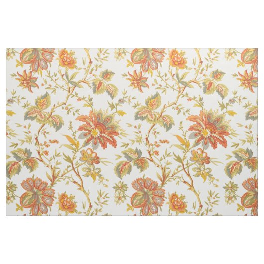 Herfst Floral laat Sinaasappel Stof (Yard (91,4 cm))