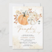 Herfst Floral Little Pumpkin Baby shower Invitatio Kaart (Voorkant)