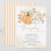 Herfst Floral Little Pumpkin Baby shower Invitatio Kaart (Voorkant / Achterkant)