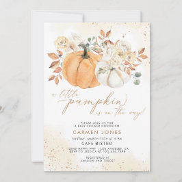 Herfst Floral Little Pumpkin Baby shower Invitatio Kaart