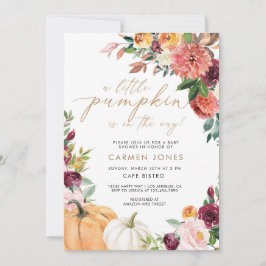 Herfst Floral Little Pumpkin Baby shower Invitatio Kaart