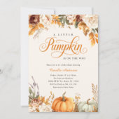 Herfst Floral Little Pumpkin Baby shower Invitatio Kaart (Voorkant)