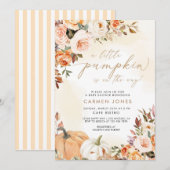 Herfst Floral Little Pumpkin Baby shower Invitatio Kaart (Voorkant / Achterkant)