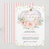 Herfst Floral Little Pumpkin Baby shower Invitatio Kaart (Voorkant / Achterkant)