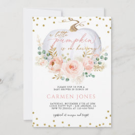 Herfst Floral Little Pumpkin Baby shower Invitatio Kaart