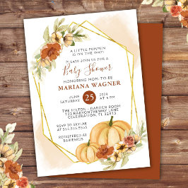 Herfst Floral Little Pumpkin-Baby shower Kaart