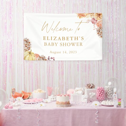 Herfst Floral Little Pumpkin Baby shower Welkom Spandoek (Feest)