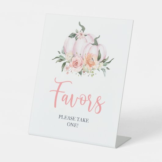 Herfst Floral Little Pumpkin Favors Reclamebord Met Voetstuk (Voorkant)