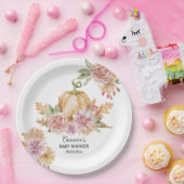 Herfst Floral Little Pumpkin op de Weg Baby shower Papieren Bordje (Feest)