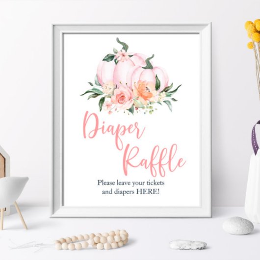 Herfst Floral Little Pumpkin Shower Diaper Raffle Poster