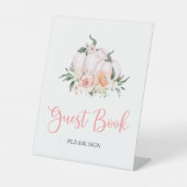 Herfst Floral Little Pumpkin Shower Guest Book Reclamebord Met Voetstuk (Voorkant)