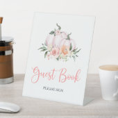 Herfst Floral Little Pumpkin Shower Guest Book Reclamebord Met Voetstuk (Insitu)