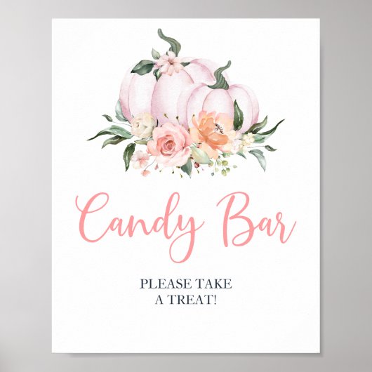 Herfst Floral Little Pumpkin Shower Snoep Bar Poster (Voorkant)