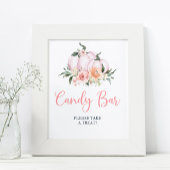 Herfst Floral Little Pumpkin Shower Snoep Bar Poster