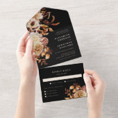 Herfst Floral met huwelijksmaaltijd All In One Uitnodiging (Afscheurbaar)