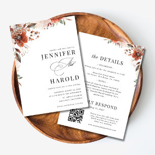 Herfst Floral Minimal Plain Alles in een bruiloft Kaart