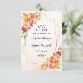 Herfst Floral Modern Geometrisch Bruiloft Save The Date (Staand voorkant)