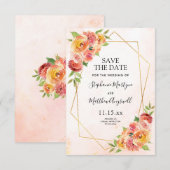 Herfst Floral Modern Geometrisch Bruiloft Save The Date (Voorkant / Achterkant)