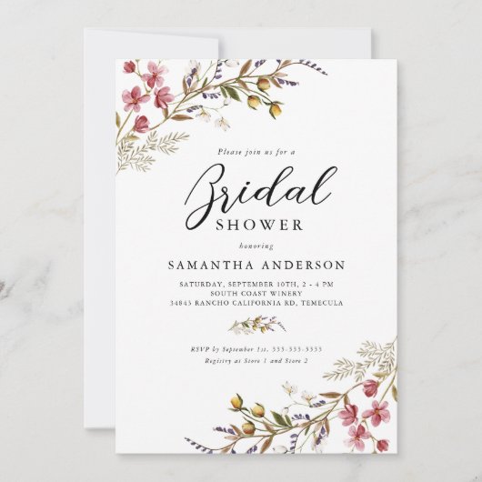 Herfst Floral Modern Wildflowers Vrijgezellenfeest Kaart (Voorkant)