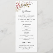 Herfst Floral Modern Wildflowers Wedding Programmakaart (Voorkant)