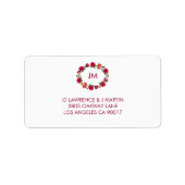 Herfst Floral Monogram Kransadres Etiket (Voorkant)