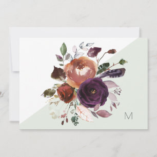 Herfst Floral Monogram Note Kaart