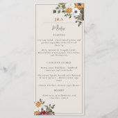 Herfst Floral Monogram Wedding Waterverf Terracott Menu (Voorkant)