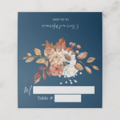 Herfst Floral Navy Blue Wedding Place Card Plaatskaartje (Buitenkant ongevouwen)