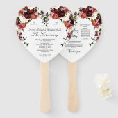 Herfst Floral Navy Terracotta Cream Burgundy Paars Handwaaier (Voorkant en achterkant)