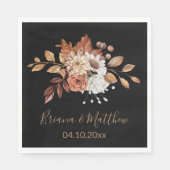 Herfst Floral op Black Wedding Napkins Servet (Voorkant)