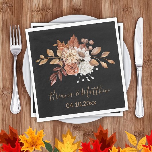 Herfst Floral op Black Wedding Napkins Servet