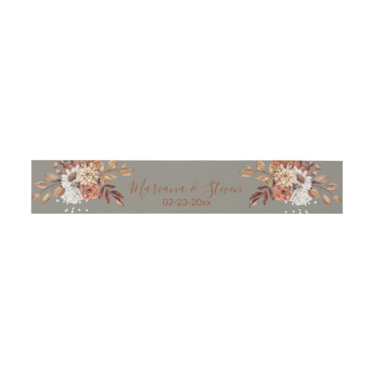 Herfst Floral op Grey Invitation Belly Band Uitnodigingen Wikkel (Vlak)