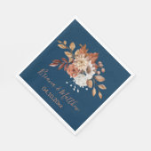 Herfst Floral op Navy Blue Wedding Napkins Servet (Hoek)