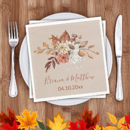 Herfst Floral op Taupe Wedding Napkins Servet