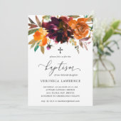 Herfst Floral Oranje Bourgogne bijtend meisje Kaart (Staand voorkant)