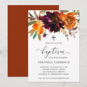 Herfst Floral Oranje Bourgogne bijtend meisje Kaart (Voorkant / Achterkant)