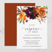 Herfst Floral Oranje Burgundy Surprise Birthday Kaart (Voorkant / Achterkant)