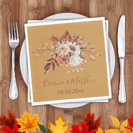 Herfst Floral over gouden bruiloft Napkins Servet