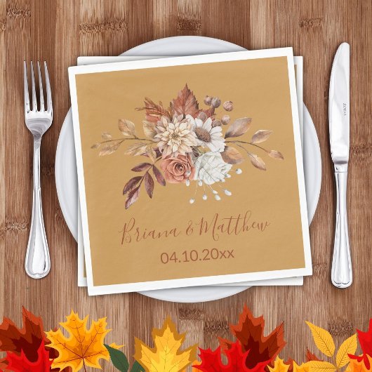 Herfst Floral over gouden bruiloft Napkins Servet