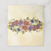 Herfst Floral Paars Burnt Oranje Gele Place Card Plaatskaartje (Buitenkant ongevouwen)