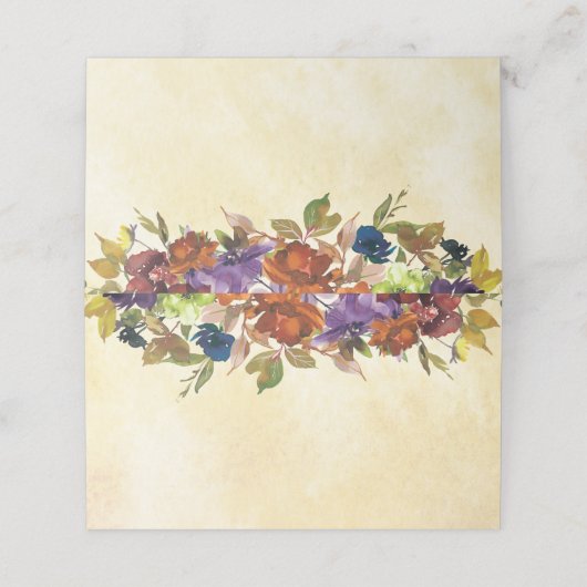 Herfst Floral Paars Burnt Oranje Gele Place Card Plaatskaartje (Buitenkant ongevouwen)