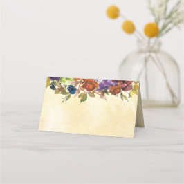 Herfst Floral Paars Burnt Oranje Gele Place Card Plaatskaartje