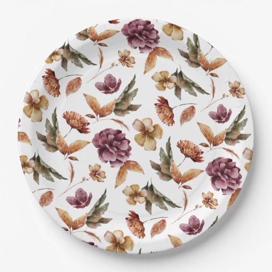 Herfst Floral Papieren Bordje (Voorkant)