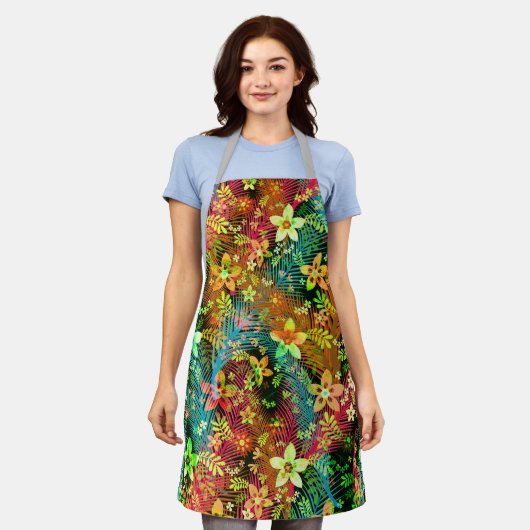 Herfst Floral Pattern - Edelweiss Flower Geometric Schort (Gedragen)