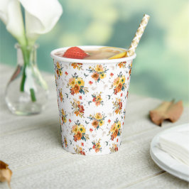 Herfst Floral Pattern Papieren Bekers