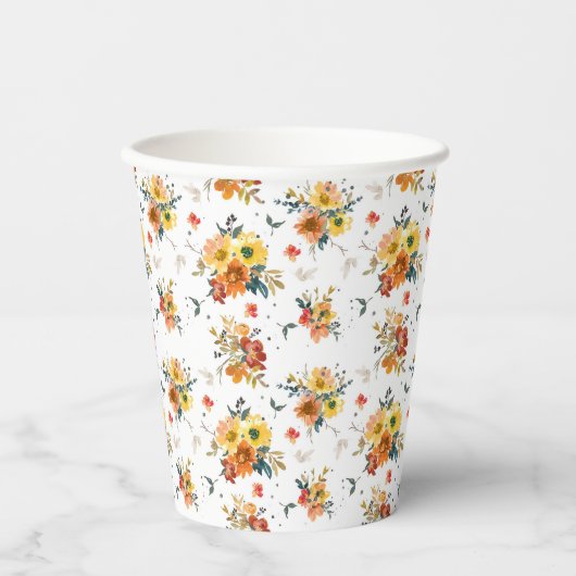 Herfst Floral Pattern Papieren Bekers (Voorkant)