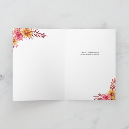 Herfst Floral Persoonlijke foto Birthday Kaart (Binnen)