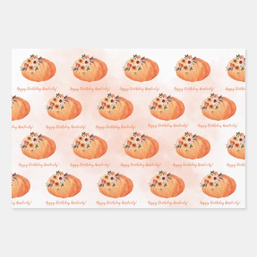 Herfst Floral Persoonlijke pomkin Inpakpapier Vel (Voorkant)