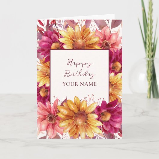 Herfst Floral Persoonlijke verjaardag Kaart (Voorkant)